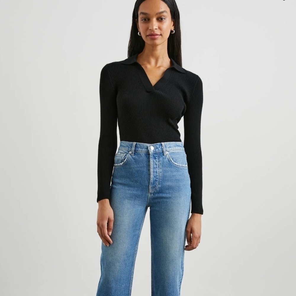 Rails Black Ribbed Kennedy Sweater Size Medium NWT Organic Cotton